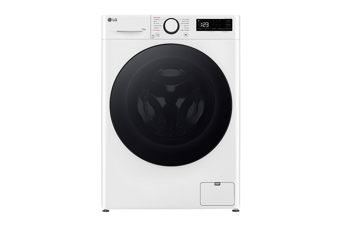 LG R32 Monobloc S II, 1Ø, 12kW, Αντλίες θερμότητας αέρα-νερού LG HM121MRS UB40, μπροστινή όψη μαύρης εξωτερικής μονάδας με γκρίζα κυματιστή γρίλια., HM121MRS UB40