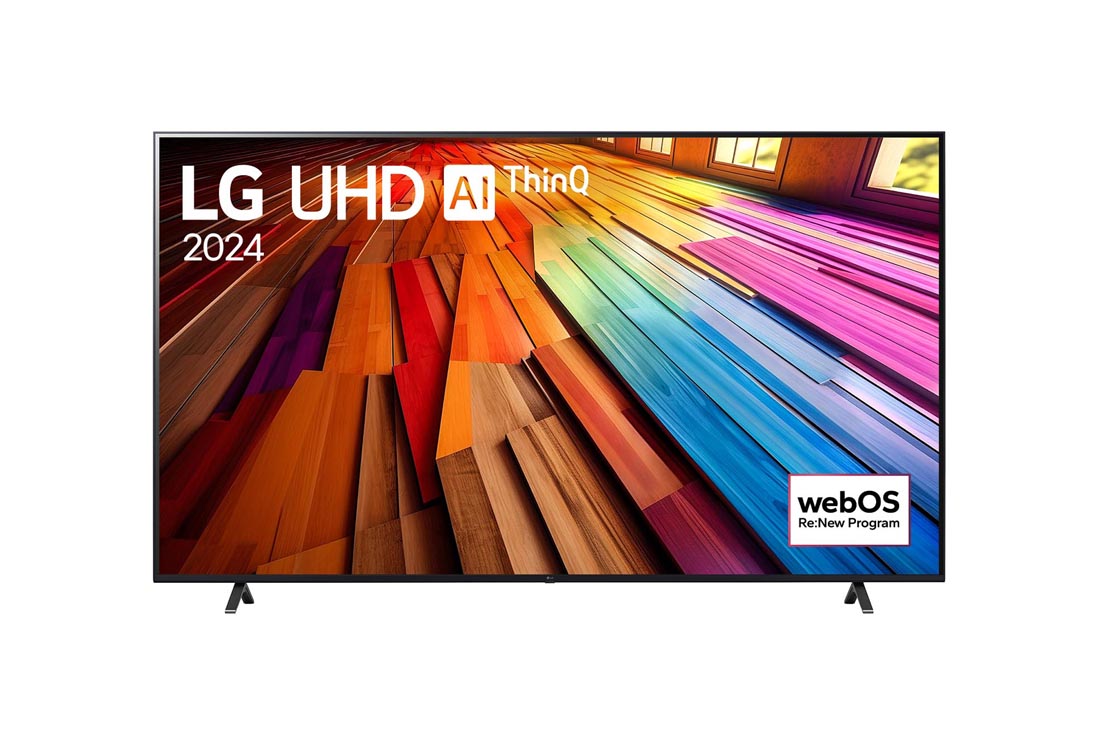 LG 75 collu LG QNED AI 4K viedtelevizors QNED82 2025, Skats no priekšpuses ar LG QNED82 TV, LG QNED Al logotips augšējā stūrī. LG QNED TV ir attēlotas krāsainas peintsikas tekstūras, kas saplūst kopā., 75QNED82A3B