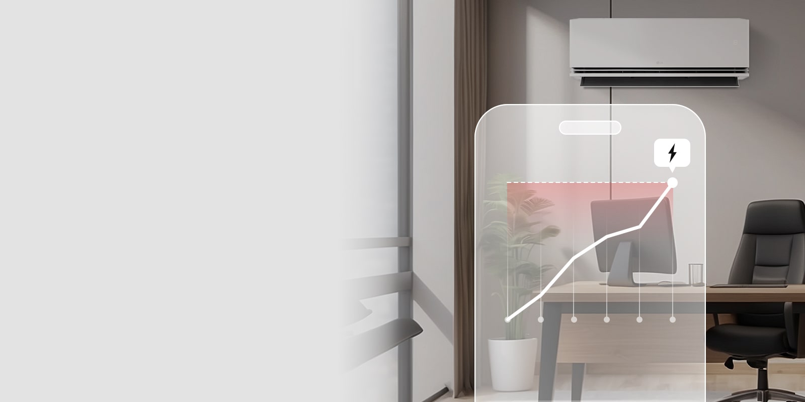 Klimatizácia LG s funkciou kW Manager posiela upozornenia prostredníctvom aplikácie LG ThinQ, keď sa dosiahne maximálny limit výkonu nastavený používateľom.